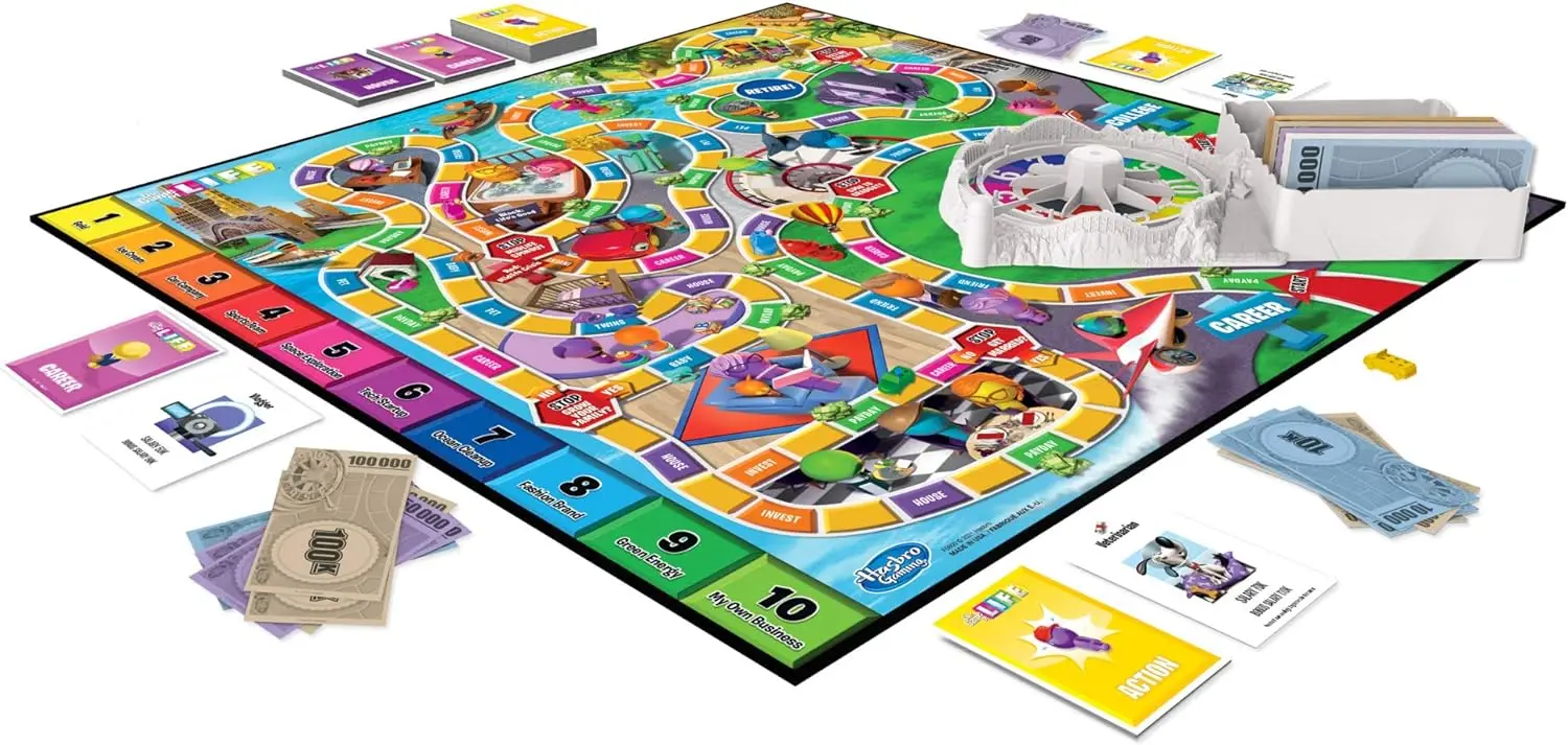 Hasbro Gaming The Game of Life Game, Family Board Game for Players, Indoor Game for Kids Ages 8 and Up, Pegs Come in 6 Colors