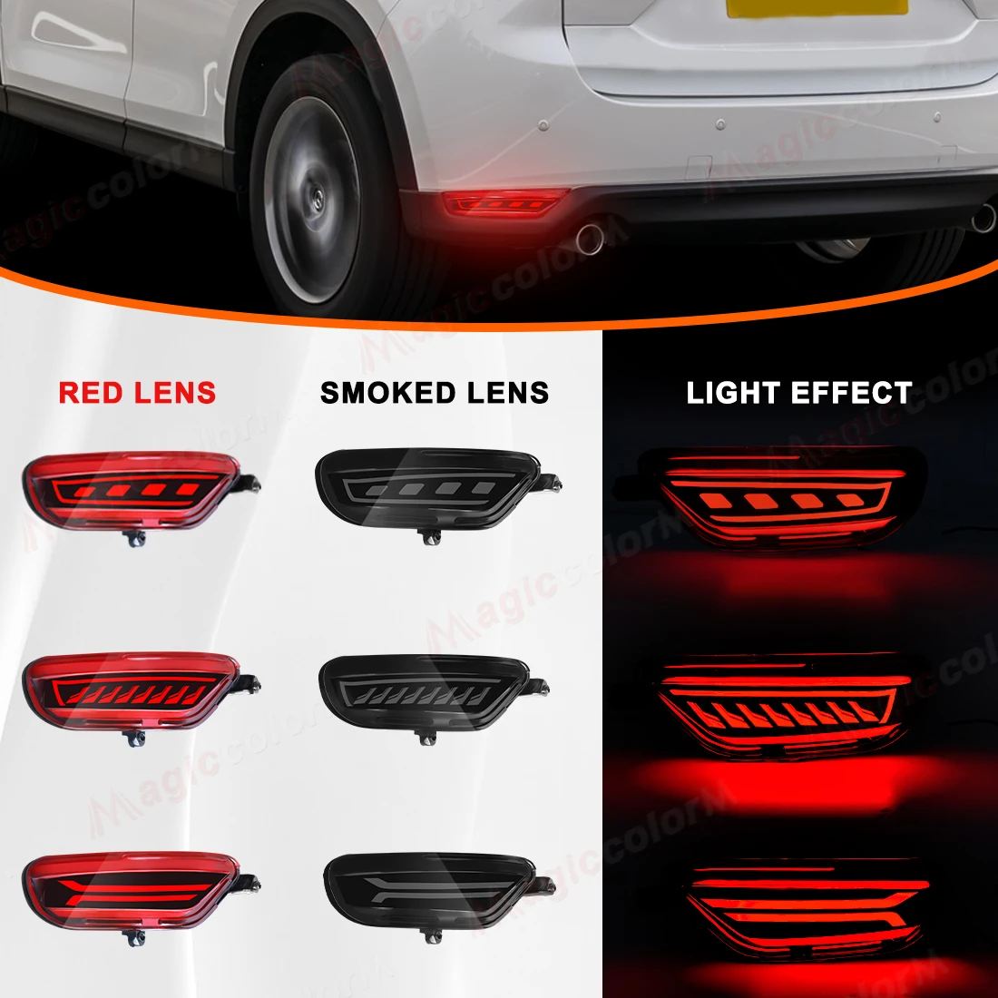 Car LED Rear Bumper Reflector Lights For Mazda CX5 CX-5 2017 2018 2019 2020 2021 Driving Dynamic Turn Signal Brake Lights 12V