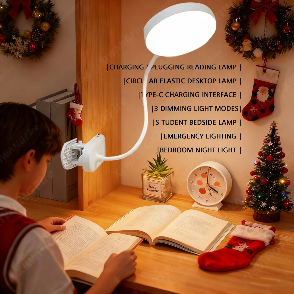 

USB Rechargeable Table Lamp Led Mini Desk Reading Book Light with Folding Clamp Eye Protection for Office Kids Bedroom Dormitory