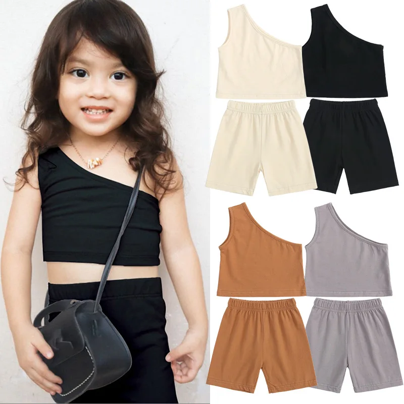 Conjunto para niña con top de algodón sin mangas y pantalón corto - imagen 2