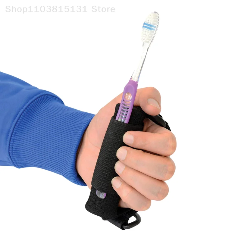 1 زوج أدوات التغذية للمرضى المسنين المعاقين مطاطا الأكل المساعدة أواني الكفة حامل حزام أدوات المائدة تحديد النايلون الفرقة