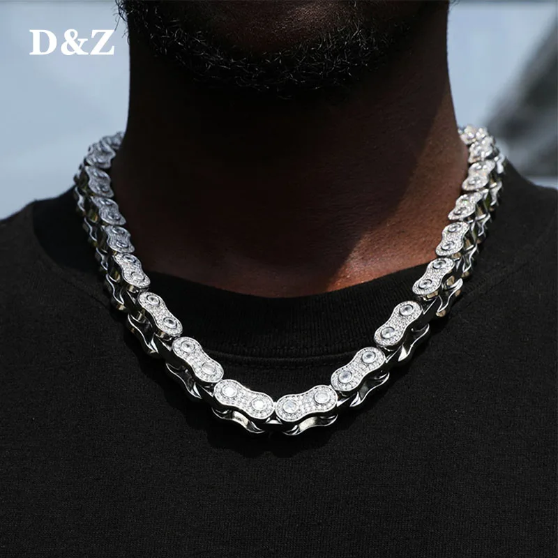 

D&Z 10MM Prong Cuban Link Chain Necklace Bracelet Iced Out Bling AAA Cubic Zricon Stones For Men Women Hip Hop Jewelry