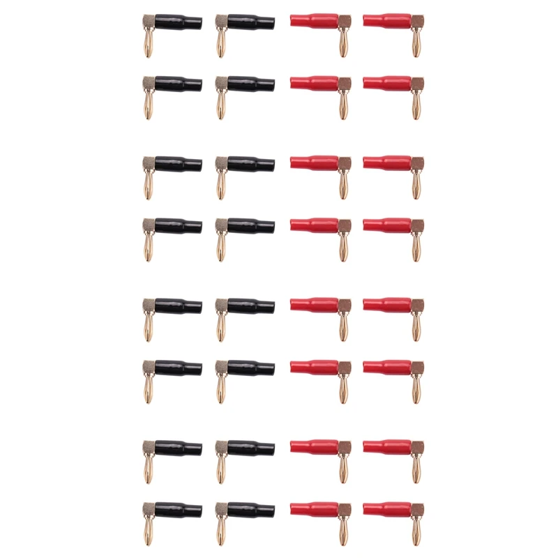 Neu-32Pcs 4Mm Bananen Stecker Lautsprecher Drähte Stecker Adapter 24K Gold Überzogene Schraube Typ Reinem Kupfer rechtwinklig Bananen Stecker