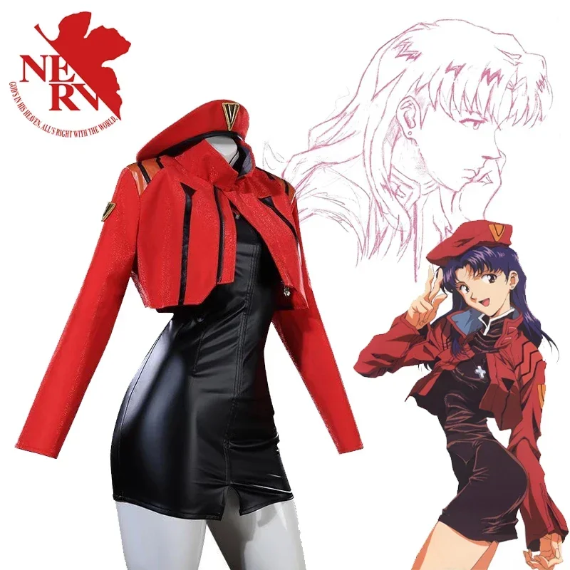 

4 шт. EVANGELION Katsuragi Misato косплей аниме косплей Custome DokiDoki-R женский парик Katsuragi Misato косплей костюм Рождество
