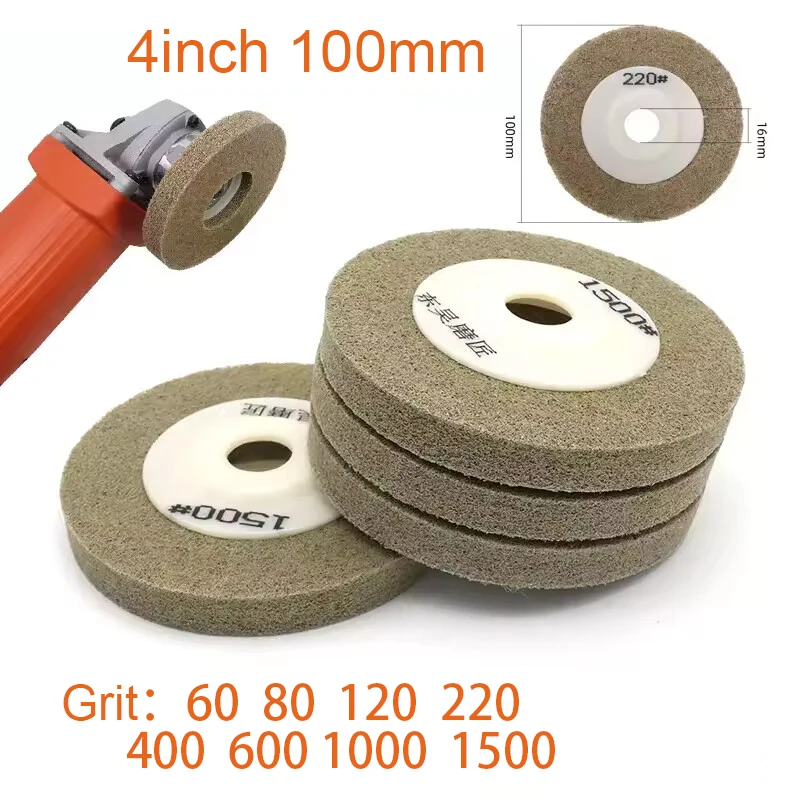 

1Pcs 4" 100mm Nylon Resin Polishing Wheel 60~1500 Grit Fiber Grinding Wheel Marble Granite Glass Stone Metal Grinding Disc