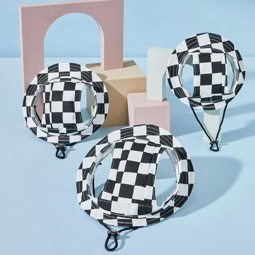 

Pet Dog Hat Fashion Plaid Adjustable Cotton Pet Hat for Small Medium Dogs Cats Summer Breathable Dog Sunhat Fisherman Hats