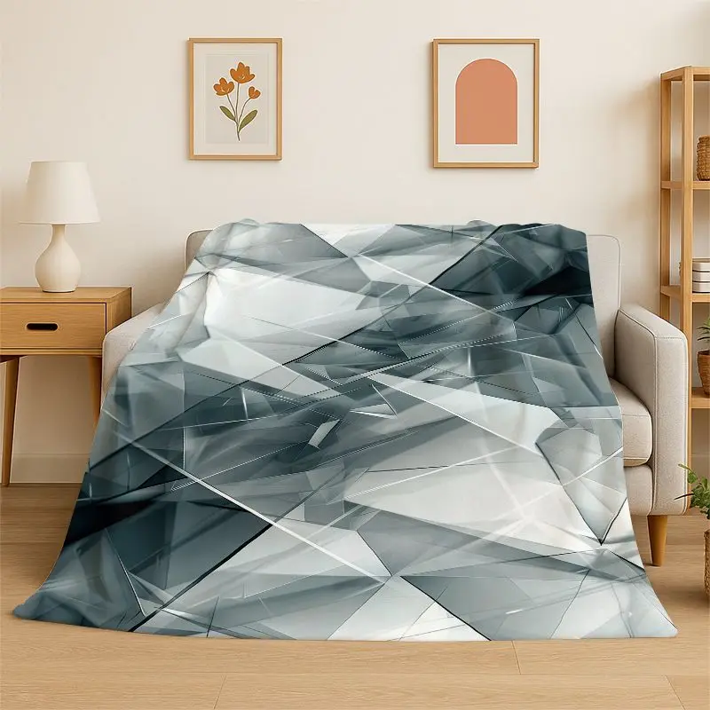 Colorful Crystal Natural Ore Stone Flannel Blanket Soft Throw Blanket for Bedroom Living Room Bed Travel Camping Picnic Nap Gift