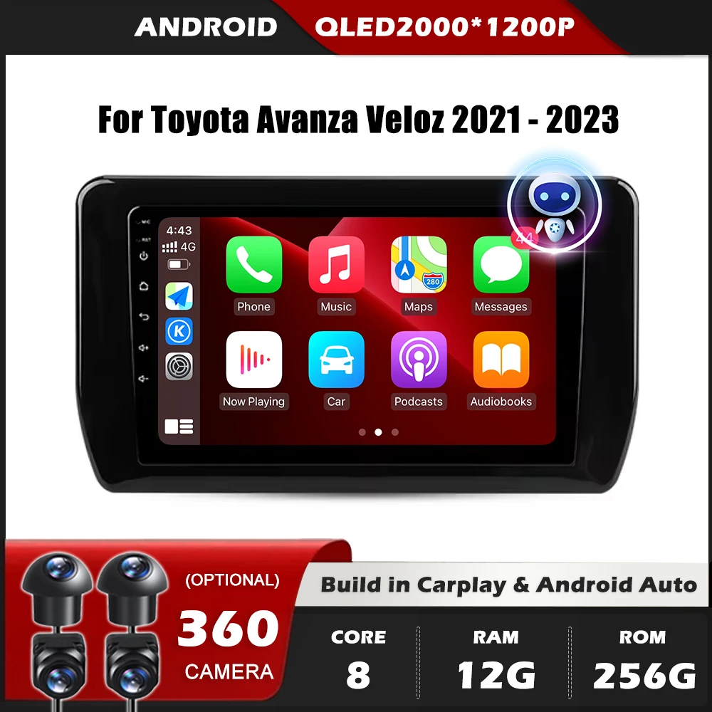 

Автомобильный радиоприемник Android для Toyota Avanza Veloz 2021-2023 навигация GPS плеер стерео видео мультимедийный плеер Wi-Fi BT