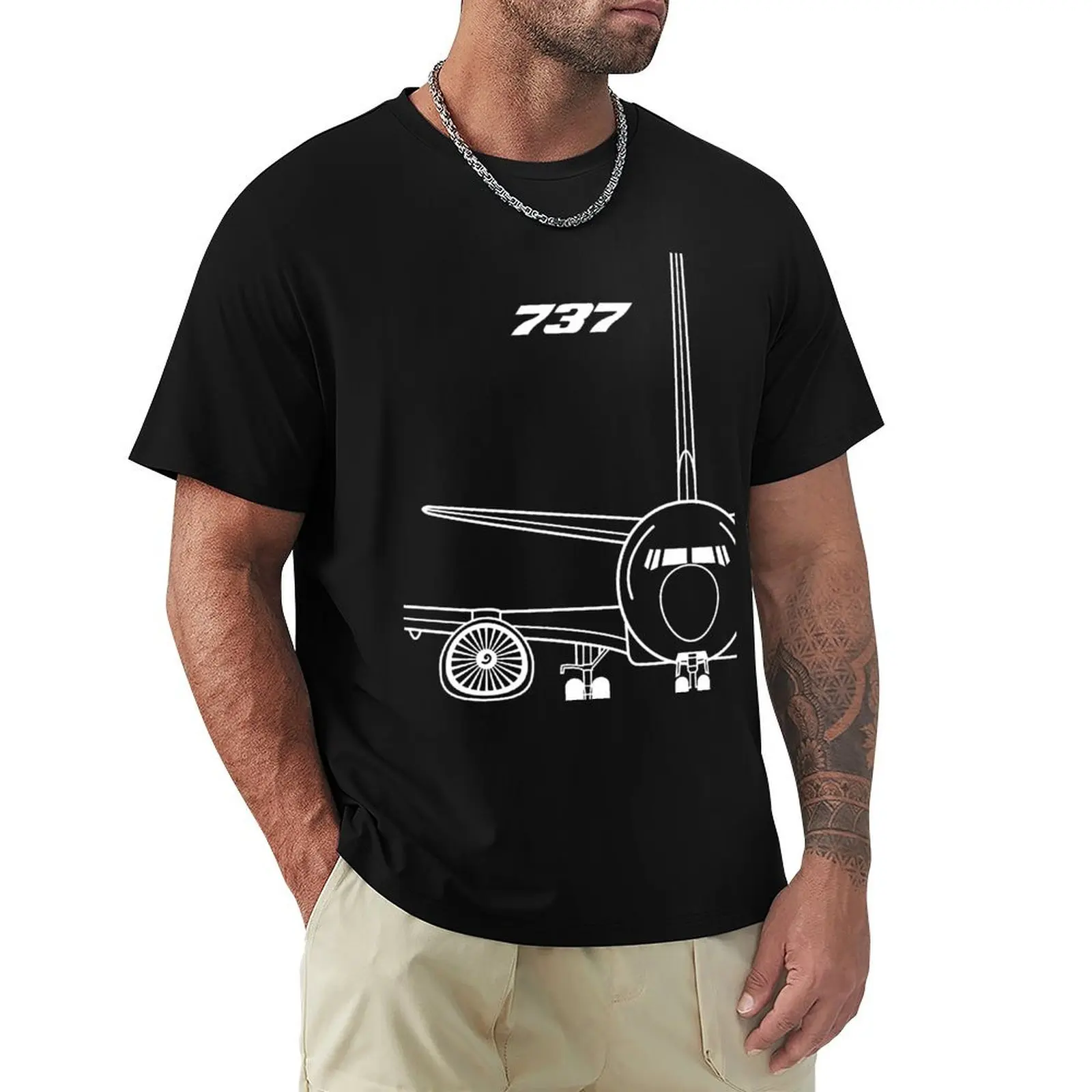 

B737 Front View T-Shirt luxury designer vintage t shirts summer 2025 anime figures luxury clothes men