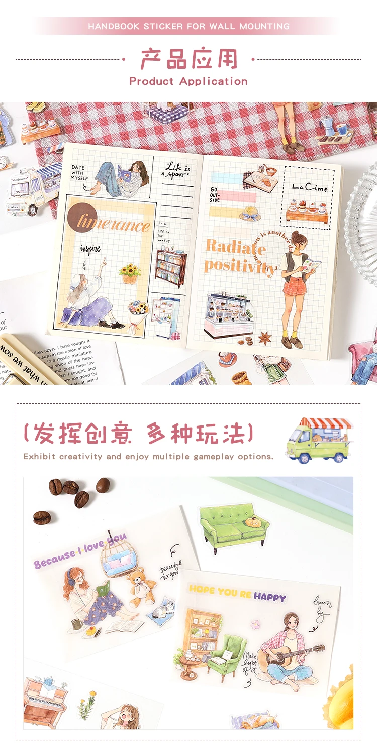 1–6 Stück Aufkleber aus der Leisure Life-Serie, Scrapbooking-Dekorationsmaterial, perfekt für Collage, Journaling, Basteln, DIY-Zubehör – Detail 8
