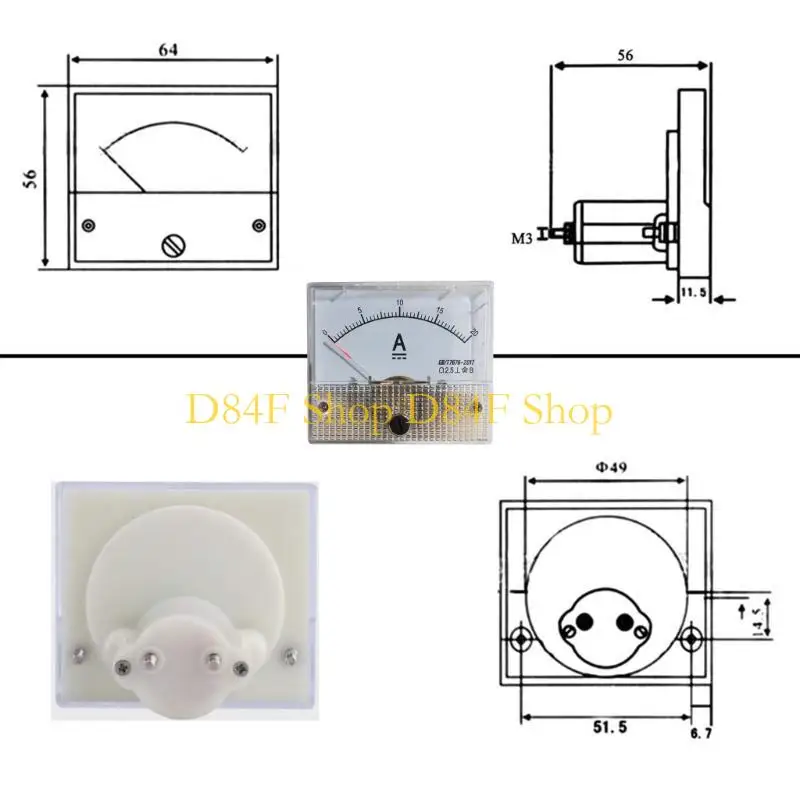 D84F 85C1 High Accuracy Ammeter dc-Analog Current Meter Panel Mechanical Pointer Type Instrument Tool Measuring 1A-500A
