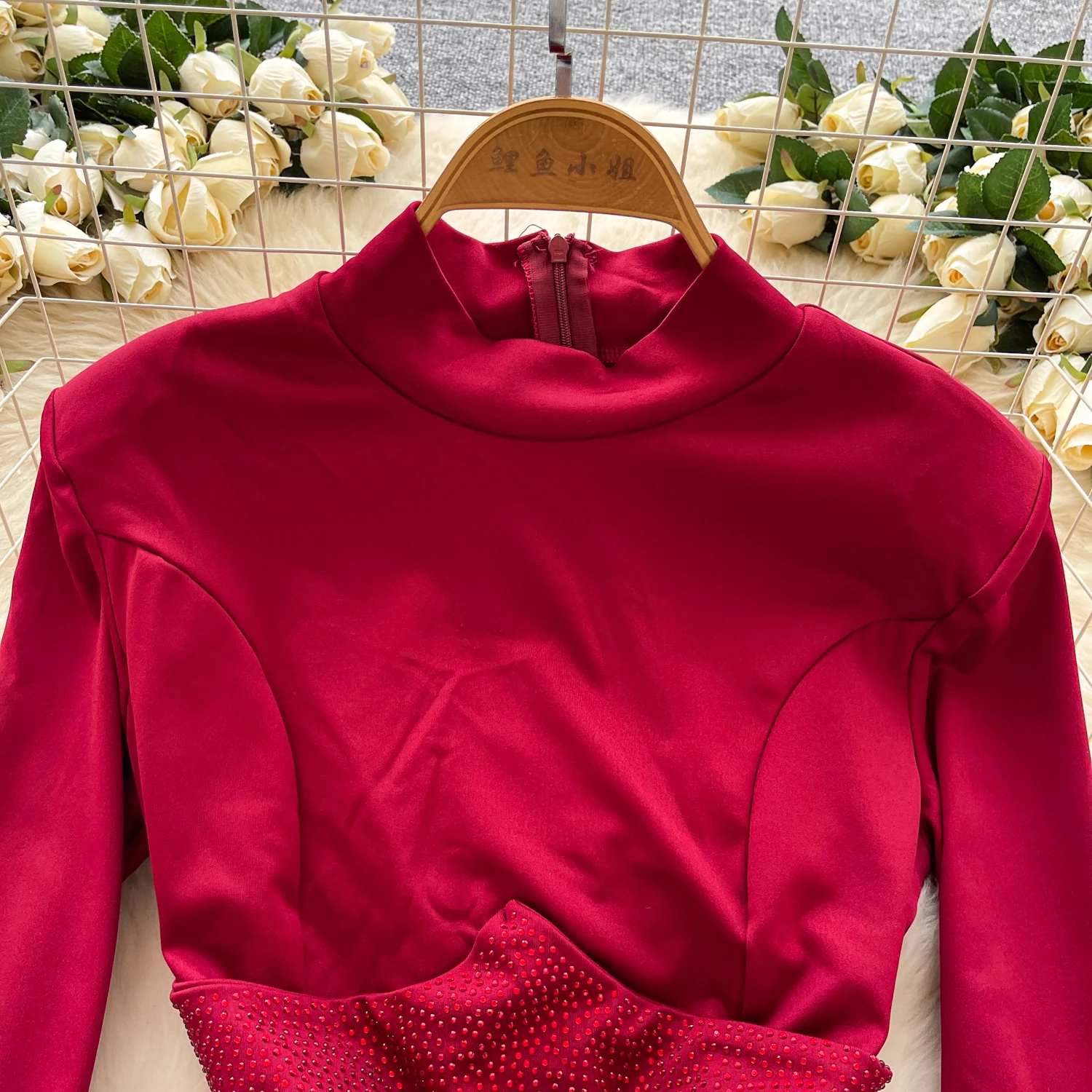 فستان أنيق أنيق بأكمام طويلة غير متماثل مقسم فساتين حفلات الموضة الكورية ملابس نسائية #5