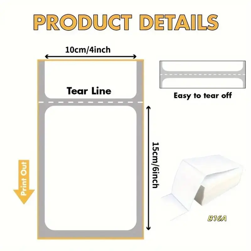 Label Termal Langsung 500 Label Per Susun - Perekat Kuat Untuk Label Pengiriman