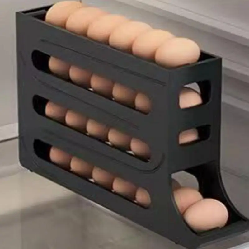 Egg Rolling Egg Dispenser Safe Egg Rack 4-Tier Sturdy Egg Dispenser Holder Drop Protection Egg Holder For Kitchen Cabinets