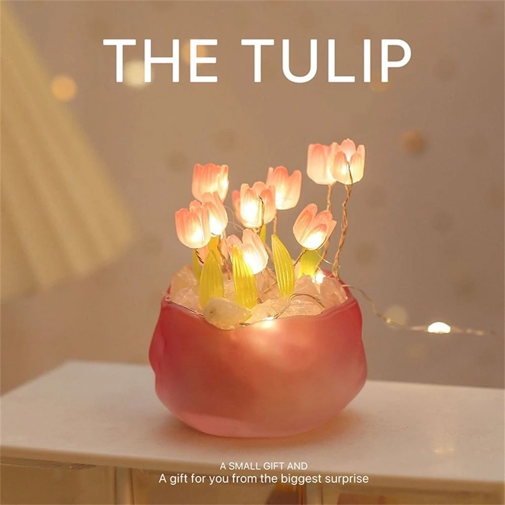 

Tulip Pumpkin Nightlight DIY Tulip Night Light Cute Handmade Tulip Flower DIY Bedside Lamp for Birthday Christmas Gift Romantic