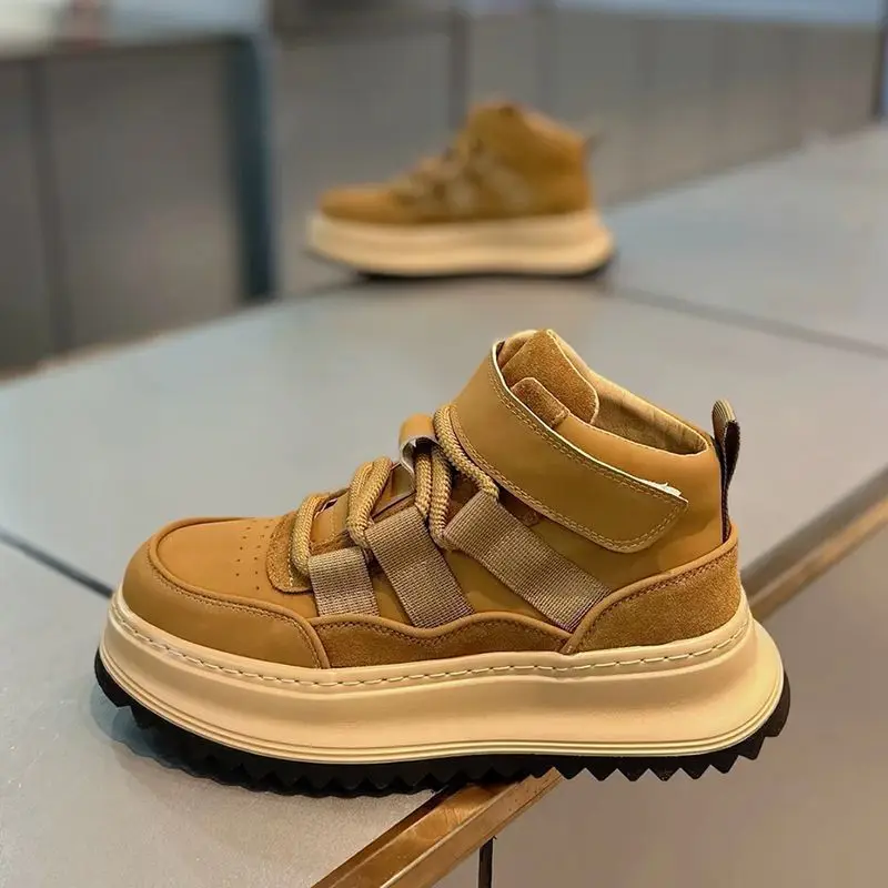 

Men's shoes summer 2025 new mid rise workwear shoes height increasing shoes leather surface casual shoes men