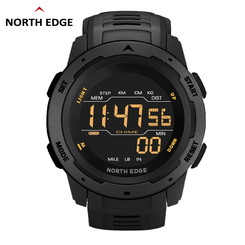 NORTH EDGE Mens Digital Watch Women Sportswatch Dual Time Running Pedometer Countdown Waterproof 50m Alarm Military Clock