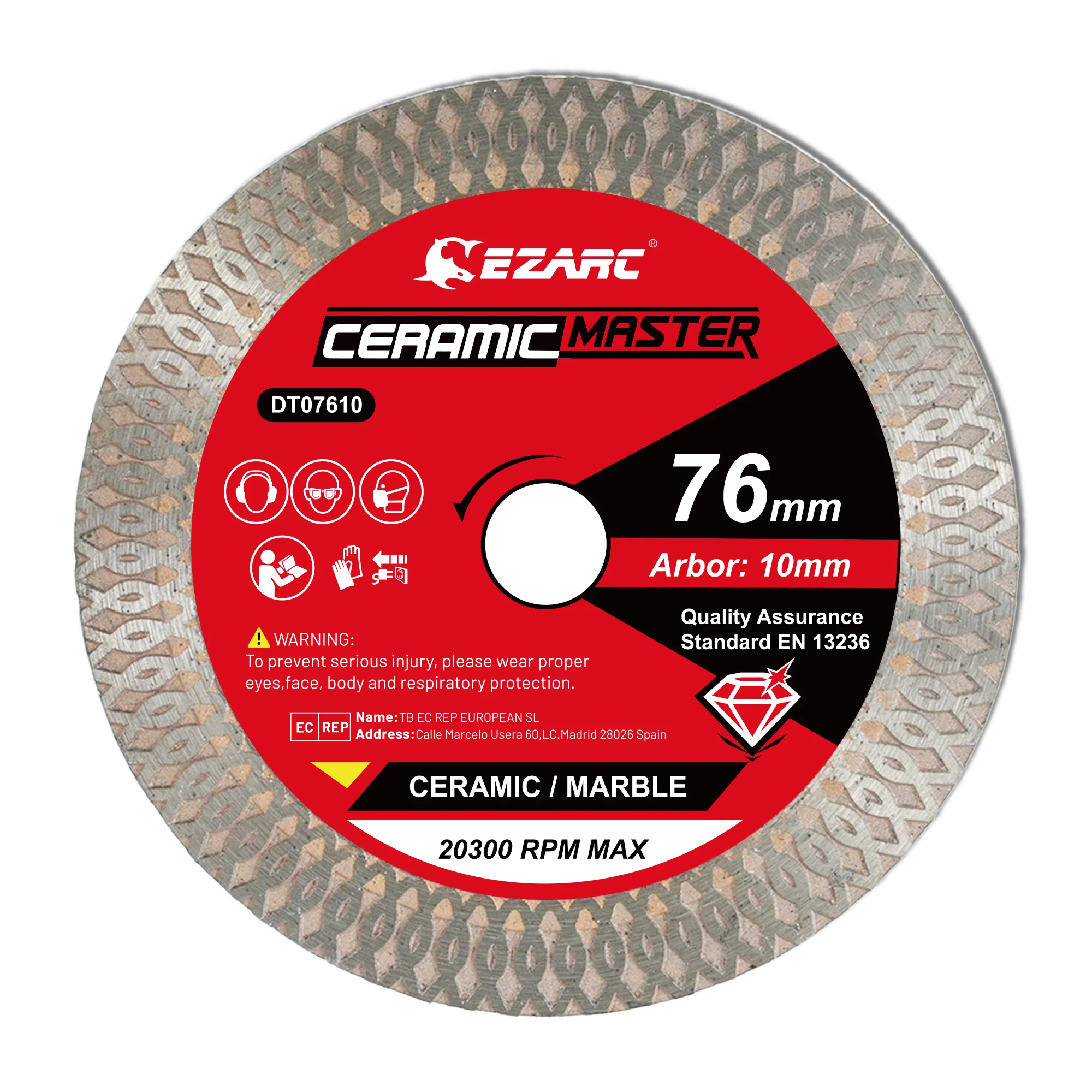 Disco de Corte de Diamante EZARC de 76 mm/3'' para Azulejos de Porcelana, Cerámica, Granito y Mármol, Súper Delgado, para Amoladora Angular, Herramientas de Corte