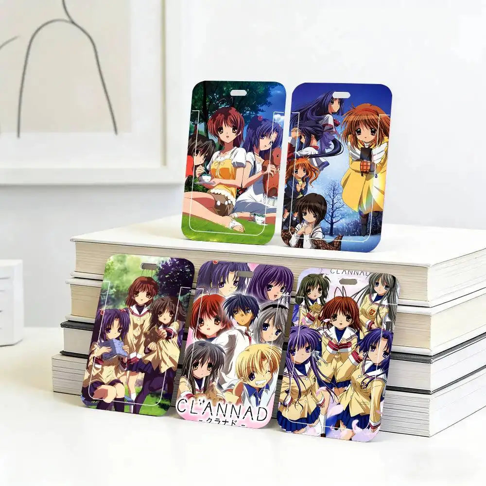 1pc Classic Japanese Anime C-CLANNAD ID Card Sleeve School Card Access ID Card Bus Meal Card Protective Sleeve Easy Push