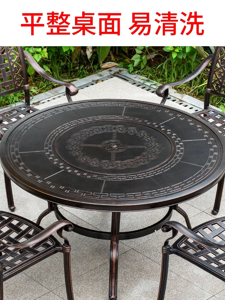 

Outdoor barbecue courtyard balcony garden electric carbon barbecue European-style cast aluminum tables and chairs