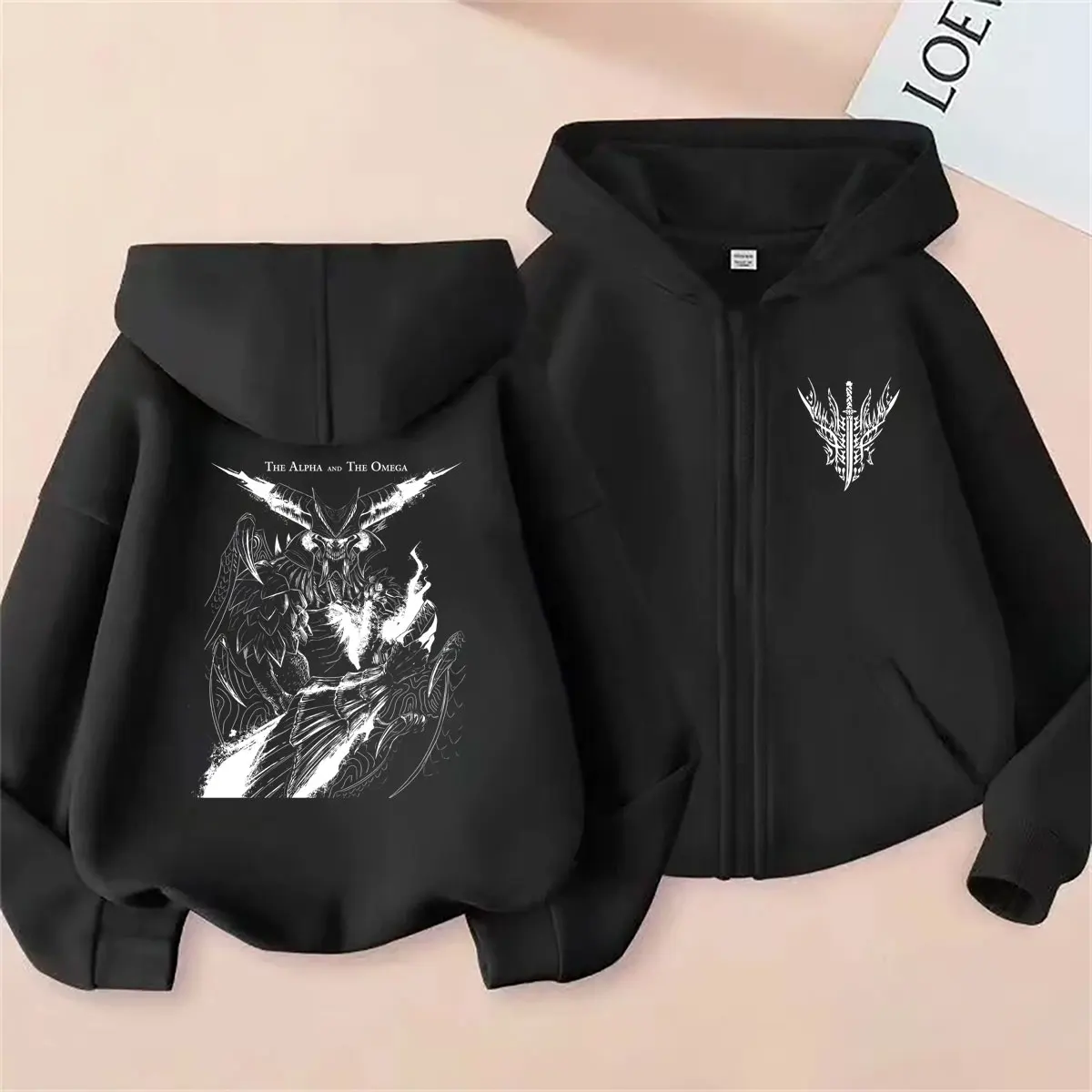 Moletom com Zíper e Estampa do Personagem Vergil do Jogo Popular Devil May Cry, Unissex, Casual, Oversized, Jaqueta Vintage de Moda Masculina