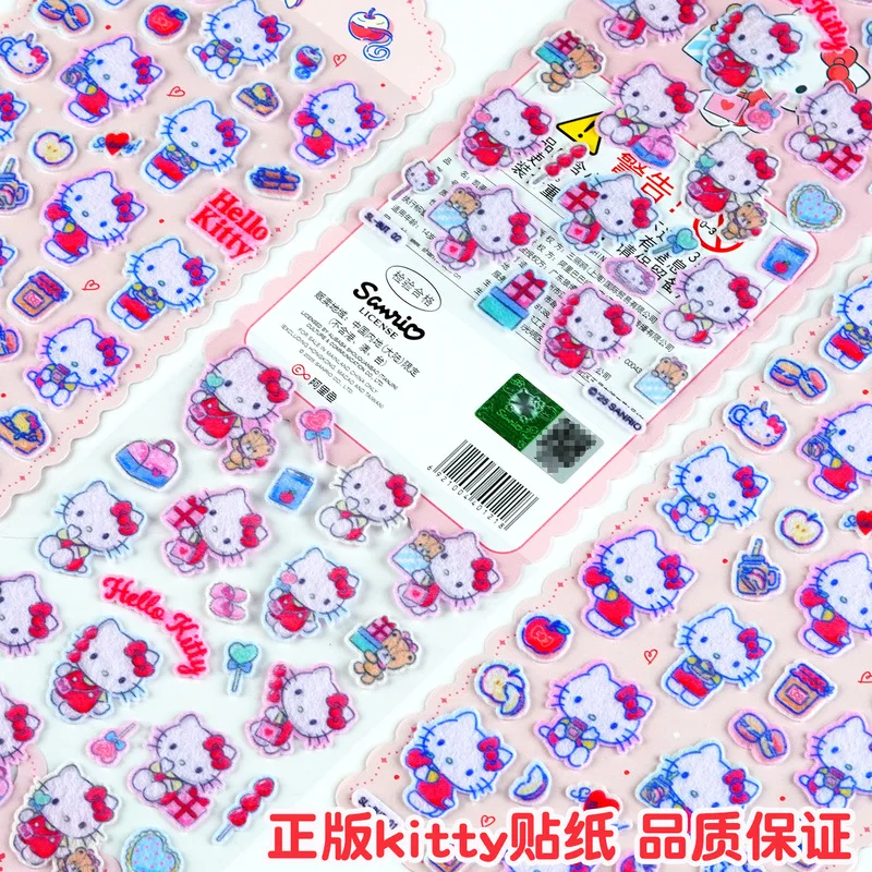 2 szt. Kawaii KT Cat Kuromi Filcowe Naklejki 3D Śliczne Zwierzątka DIY Dekoracja Telefonu Naklejki Artykuły Papiernicze do Rękodzieła dla Uczniów