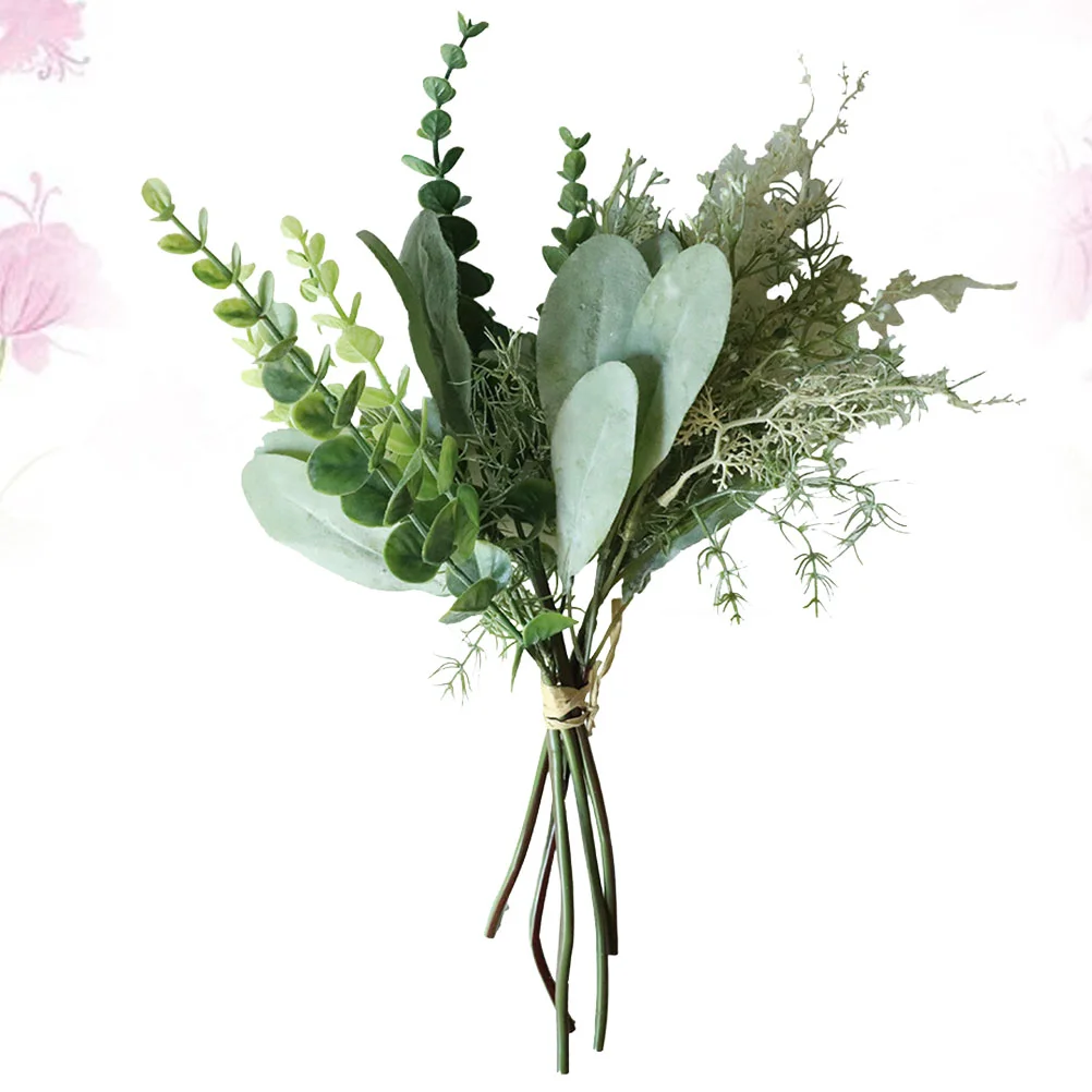 

1Pc Artificial and Fashion Flowers Bouquet Fake Plant Bundle for Party Wedding Home Decoration (White Green)