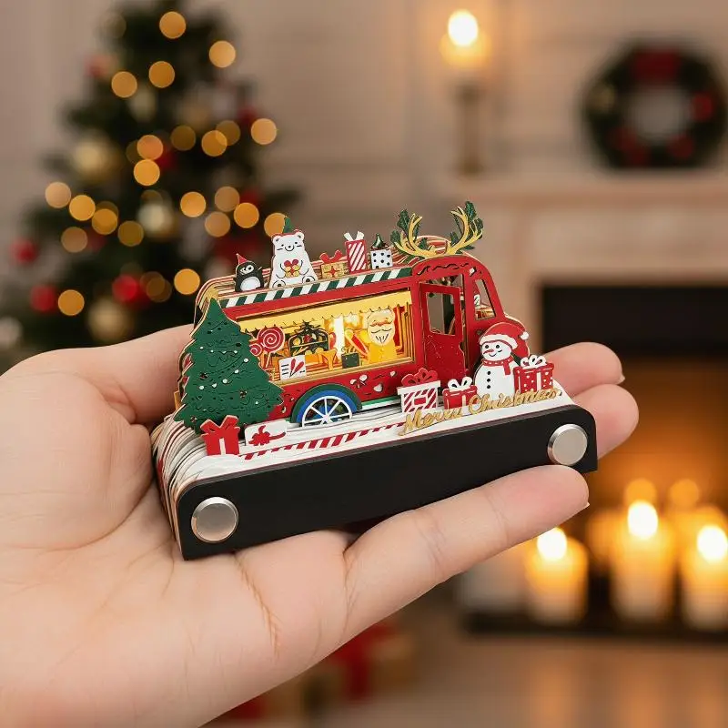 Time Piece Calendar 2027 Desk Calendar With LED Light 3D Tear-away Calendar Paper Carving Art Memo Pad Notepad Desktop Decor
