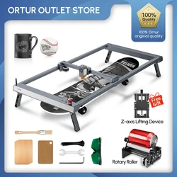 ORTUR 80*45cm Desktop CNC Off-line Laser Engraver Cutter with Foot Support, Air Pump, Rotary Roller for Metal and Wood