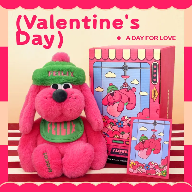 

В наличии оригинальные 38 см черный кот День святого Валентина подарок на Рождество и Новый год куклы Feilix розовая собака плюшевая игрушка