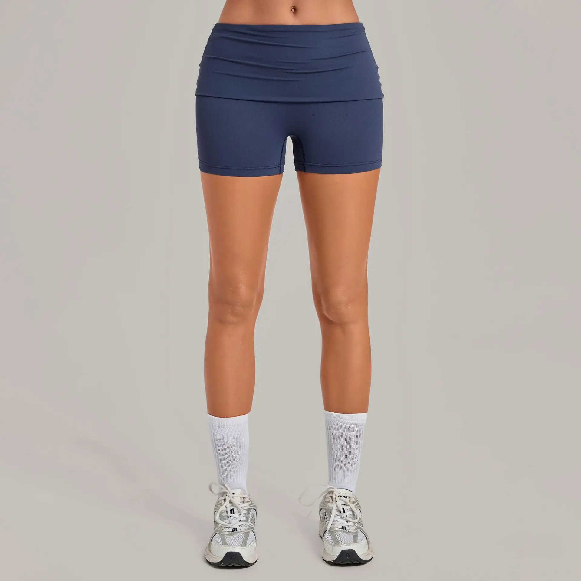 Women Yoga Shorts Fold Over Waist Ruched Butt High Waist Workout Gym Fitness Shorts Running Cycling Shorts Sportswear Leggings