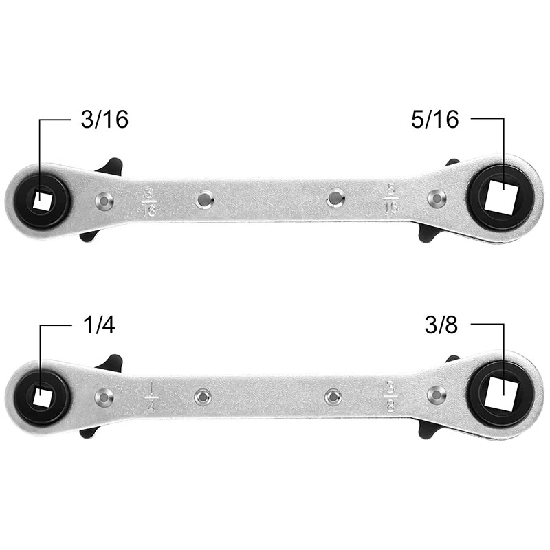 Kunci Ratchet Air Conditioner, kunci pas layanan Ratcheting 3/16 inci ke 3/8 inci dengan Kit adaptor Bit segi enam