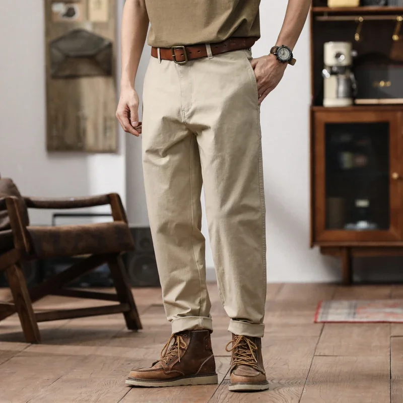 ผู้ชายญี่ปุ่นStreetwearแฟชั่นRetro AMEKAJIหล่อหลวมผ้าฝ้ายสบายๆกางเกงCityboyตรงกางเกงกางเกง