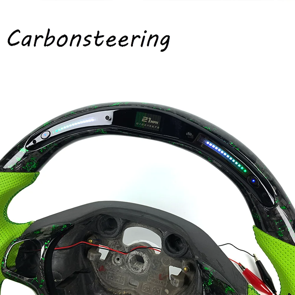 Custom Genuine Forged Carbon Fiber Steering Wheel with LED RPM for Ford Fiesta ST MK6 MK7 MK8 D-Shape Flat Bottom OEM Fitment