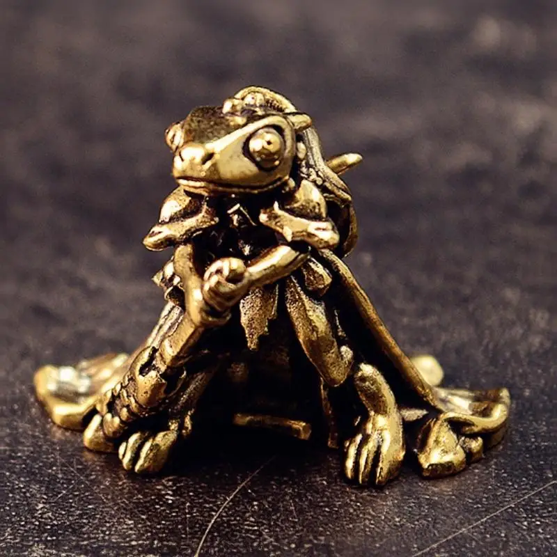 Vintage Brass Frog Statue Miniature Frog Sculpture Antique Animal Figurine Tea Pet Home Office Decor For Collectors