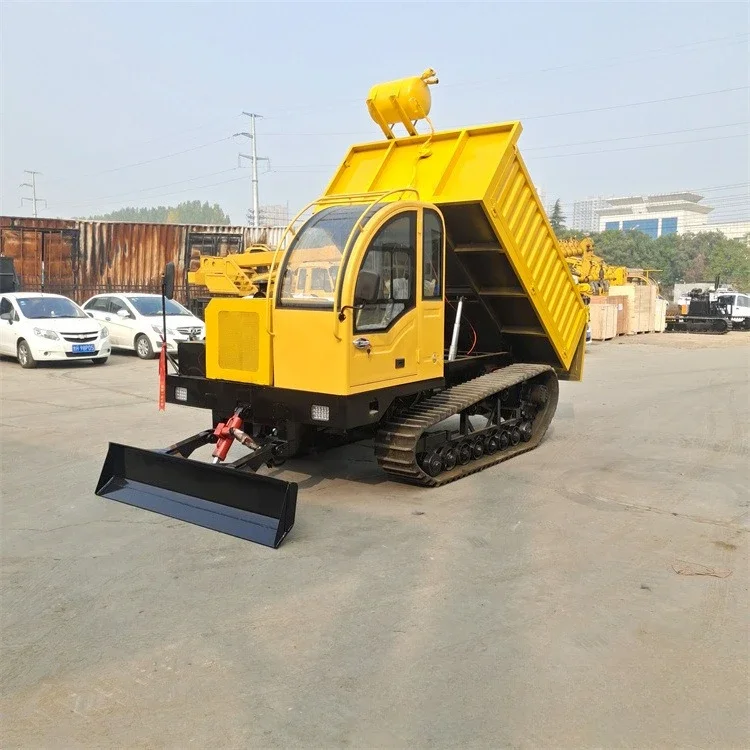 All-terrain agricultural transporter, crawler truck, mud alfalfa loading truck, heightened bucket