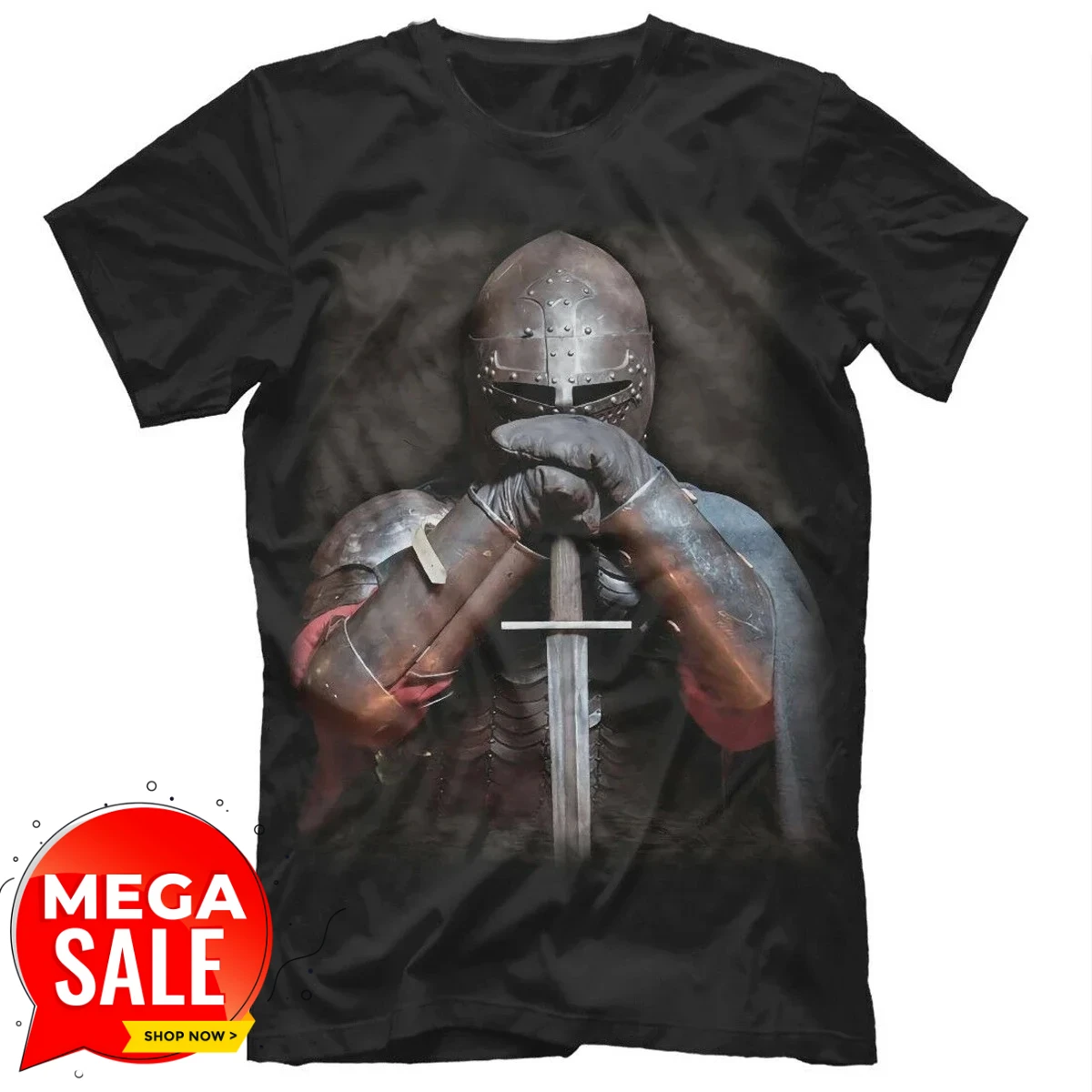Retro Middle Ages Knights Templar Crusader Printed T-Shirt 100% Cotton O-Neck Summer Short Sleeve Casual Mens T-shirt Size S-3XL