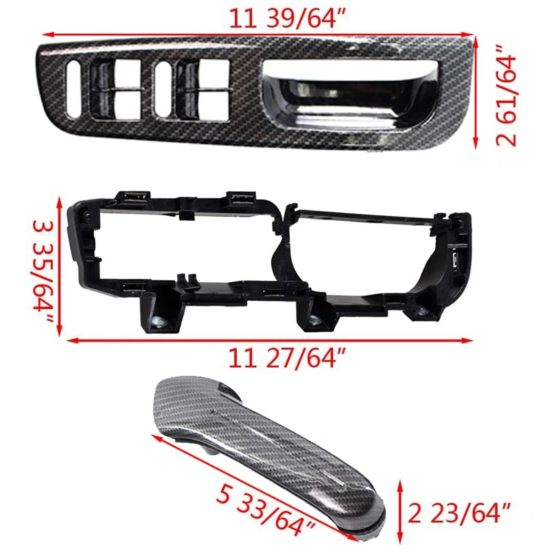 Carbon Fiber Inner Door Handle Window Switch Control Panel Trim For Bora Golf 4 MK4 Jetta 1999-2004