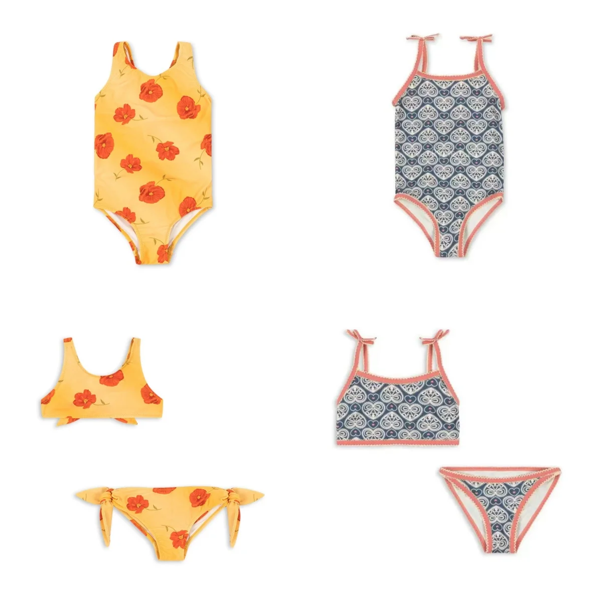 2026  Baby Girls Swimming Suit Wear Kids Clothes Girls Holiday Swimwears Bikini One Piece Cap Sister Brother Matching 18M-9Y
