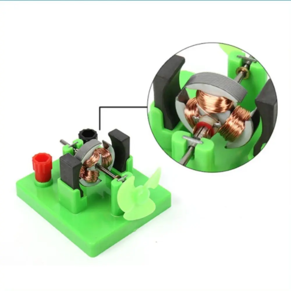 DIY Model DC Electrical Motor Model Green Color ABS+Metal Construction Physics Experiment Aids Electromagnetic Swing