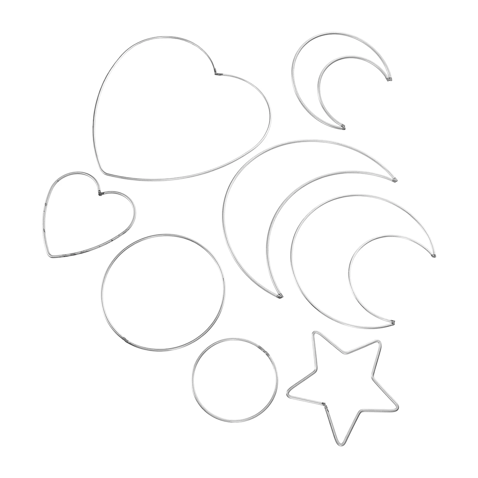 8 Uds. Anillos de Metal corazón 20CM corazón 10CM estrella 10CM 15CM Luna 20CM Luna 8CM círculo 12CM círculo DIY artesanía atrapasueños aros