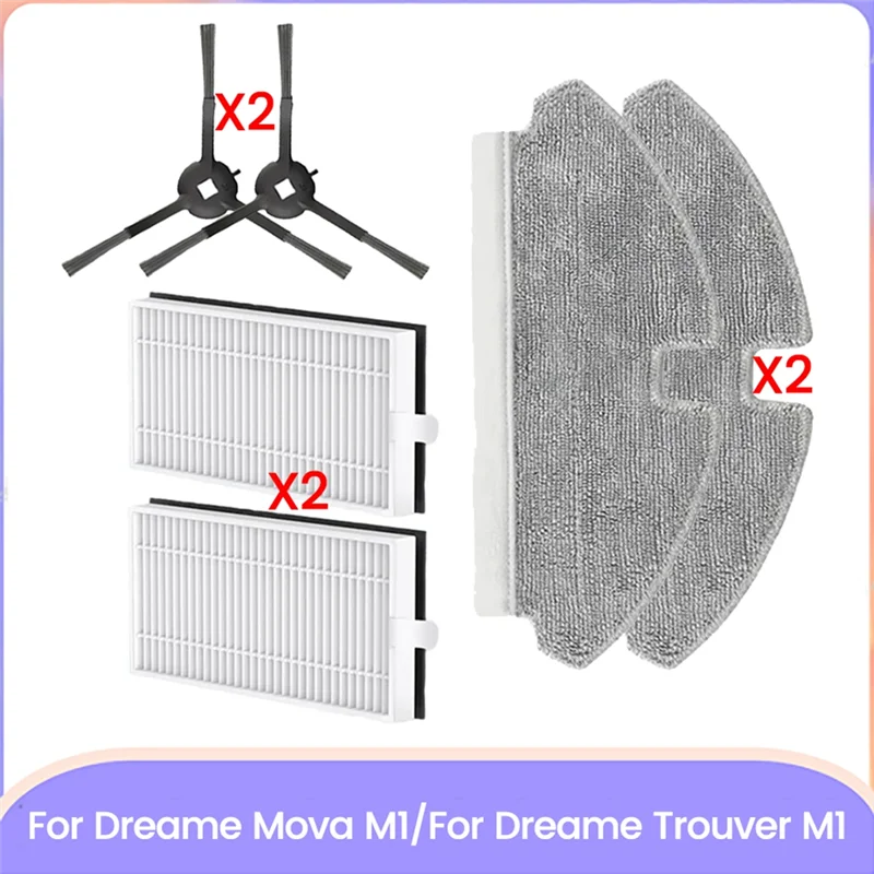 A99T 6PCS Brush Filter Mop Cloth Kit For Dreame Mova M1 For Dreame Trouver M1 Efficient Household Cleaning Replacement Parts