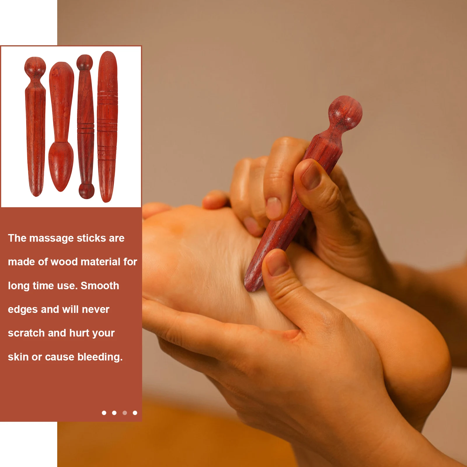 

4 шт. набор деревянных массажных палочек для ног, рук, спины, акупрессурной терапии, натурального дерева, подарок для релаксации для женщин, семьи
