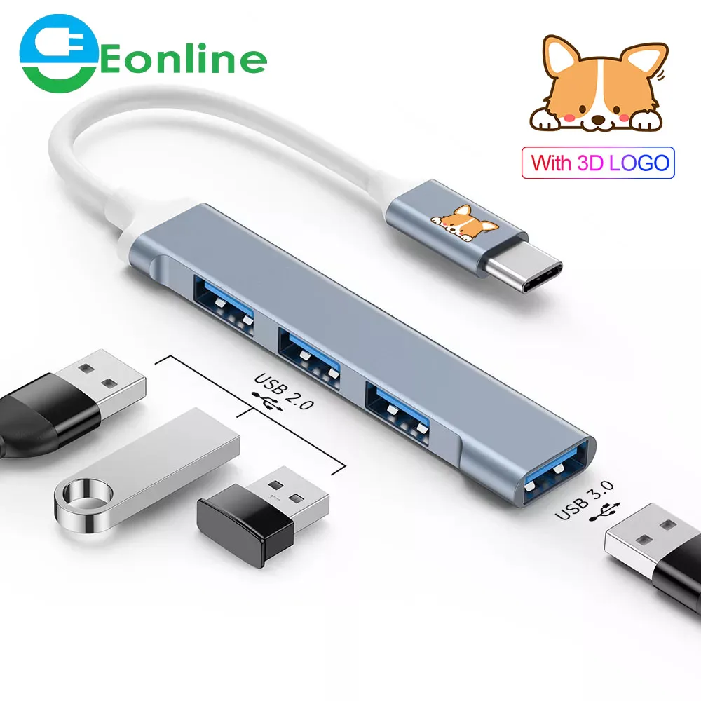 

EONLINE 3D Мультфильм OEM USB C концентратор 3,0 Type C 4 порта мультфильм Multi USB разделитель адаптер OTG для HUAWEI Xiaomi Lenovo Macbook ПК компьютера