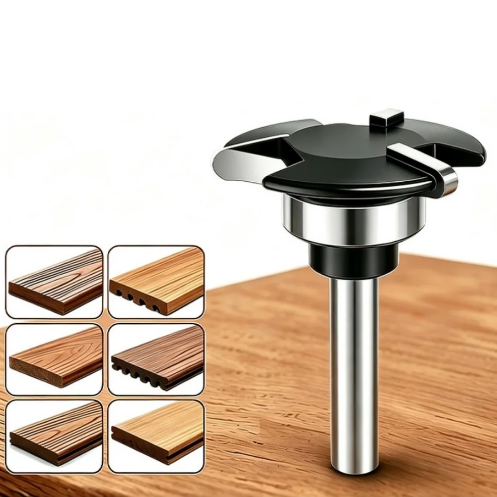 For T Slot Router Bit 3 For Flute Round Curve For Carbide Tipped 6.35mm Shank For Woodworking Deck Fastener Groove Milling
