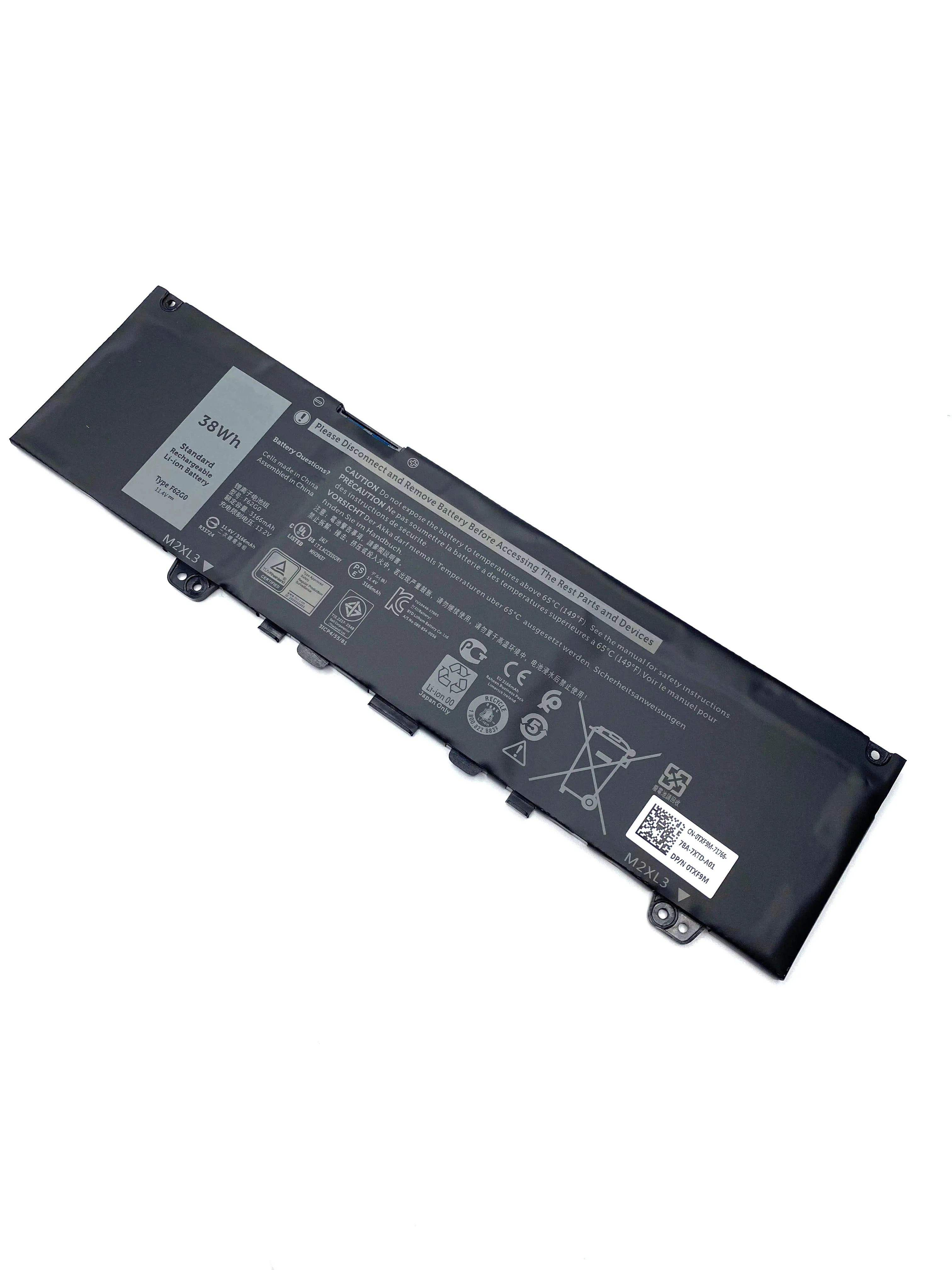 F62G0 Laptop Battery For Dell Inspiron 13 5370 7370 7373 7380 7386 13MF Vostro 5370 P83G P87G 2-in-1 Series RPJC3 39DY5 039DY5