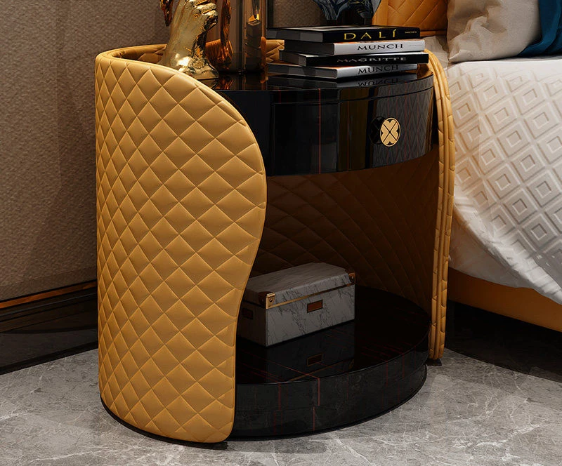 Leather Beds Luxury Metal Modern Furniture High Back Wood Frame Double Bed Designs King Size Bed image 5
