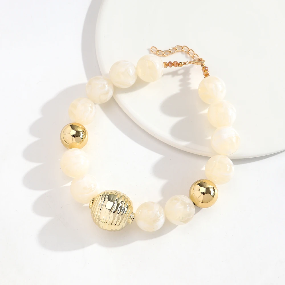 Vintage große runde Acrylperlen-Choker-Halskette, übertriebene große geometrische Kugelperlen-Halsketten, Statement-Schmuck, Geschenke – Detail 9