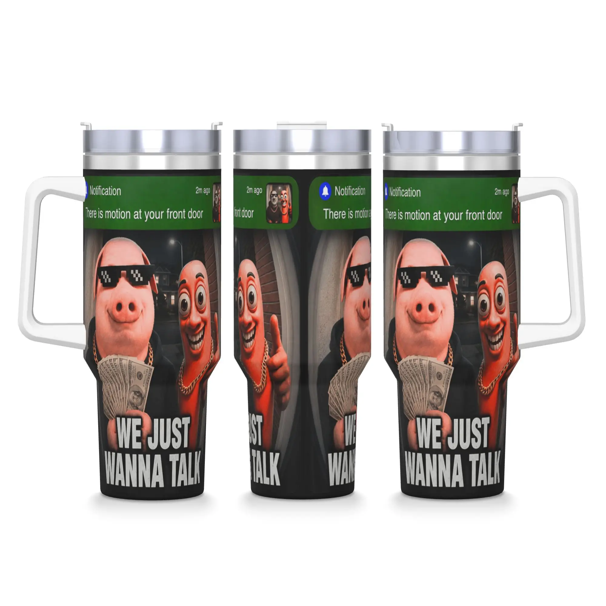 Stainless Steel Tumbler John Pork We Just Wanna Talk Funny Meme Coffee Mug  Insulated Cold and Hot Car Mugs Printed Water Bottle