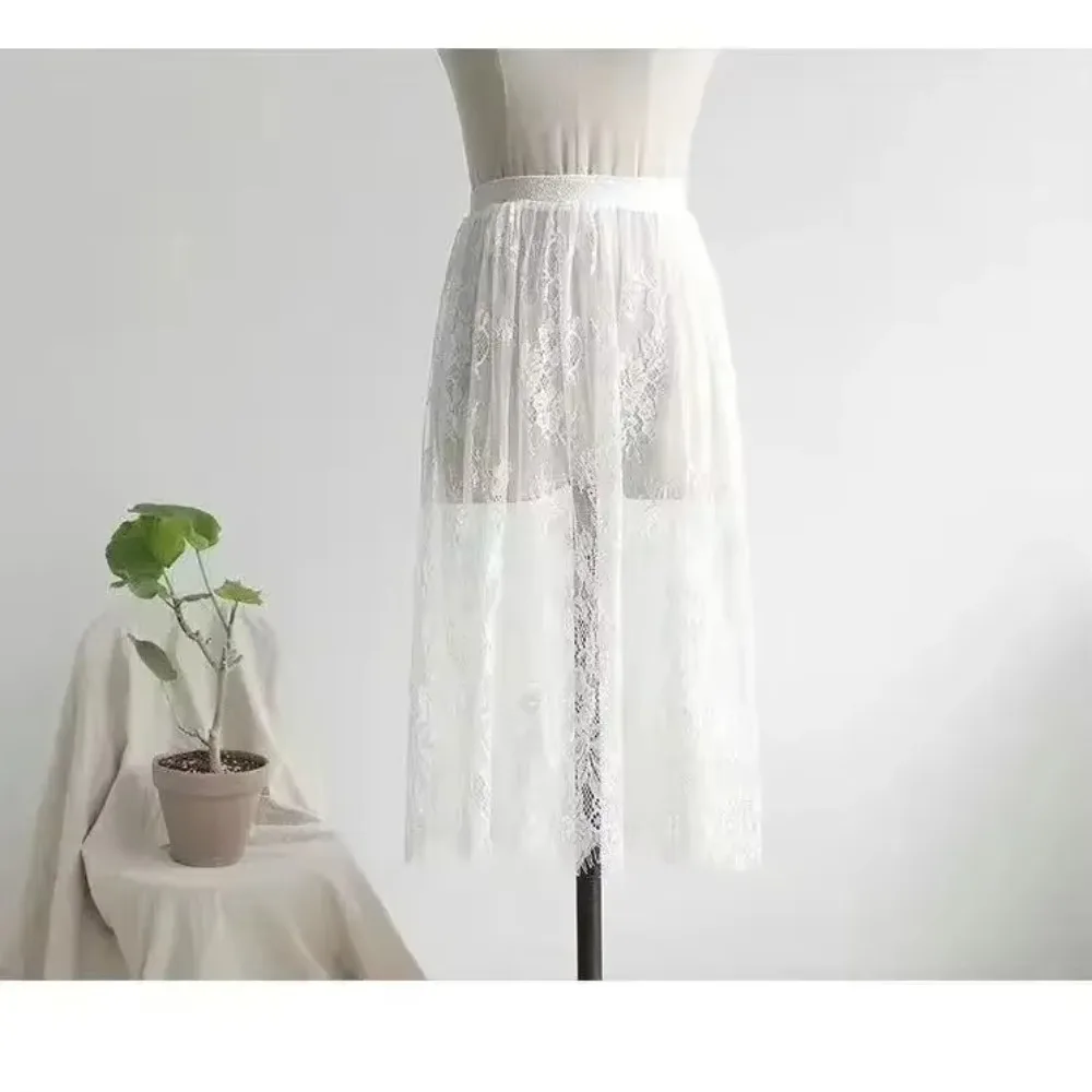 Halber Unterrock, Petticoat, Unterrock für Kleider, Damen, Spitzenbündchen, blickdicht, lang, kurz, mit elastischem Bund, schwarz, weiß, Unterwäsche. – Detail 28